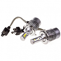 Автолампа-LED (аналог ксенона) H4(C6) 12/24V 26W 6000K 4000Lm  2-конт SKYWAY комп 2 шт  радиатор+вен